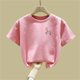thumbnail image 5 of Blusas y camisas de manga corta con cuello redondo para niños Camiseta de verano de manga corta estampada para niñas Jersey elegante de cuello redondo para niñas Top de algodón para niños, 5 of 6