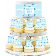 Baby Boy Umbrella Shower Edible Photo Toppers & Edible Cupcake Decoration Kit