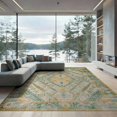thumbnail image 2 of ODIKA 8'x10' Washable Area Rug Mid Century Vintage Oushak Geometric Hallway Teal Coastalbeach for Living Room, Under Sectional, Family , Durable, Non-Slip, 2 of 7