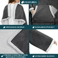 thumbnail image 3 of PAVILIA Sherpa Wearable Blanket with Sleeves and Pocket, Plush Thick Cozy Body Blanket Wrap for Adult Women Men, Christmas Gift for Wife Mom, Dark Grey, 3 of 9