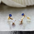 thumbnail image 2 of Gem Stone King 14K Yellow Gold Stud Earrings Round 0.72cttw Moissanite and Created Sapphire, 2 of 4
