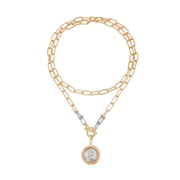 Vintage Inspired Embossed Coin Necklace Sturdy Alloy Chain Dateless Women's Jewelry Versatile Retro Necklace