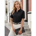 thumbnail image 4 of MOYIKO Womens Button Down Shirts Stretch Short Sleeve Dress Shirts Business Work Fitted Collared Office Basic Blouse, 4 of 7