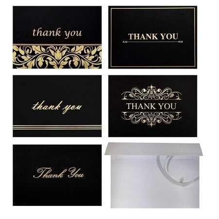 Best 100 Thank You Cards with Self-Seal Envelopes Set, Blank Inside, 4x6 Photo Size, Black and Gold Foil Thank You Note Cards Bulk Pack, 5 Designs - for Wedding, Bridal, Baby Shower, Funeral, (Best Bridal Mehndi Designs)