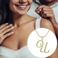 thumbnail image 2 of Mfigree Initial Rhinestone Necklace Gold Plated Initial Necklace A Z 26 Alphabet Letter Necklace For Women Jewelry Necklace, 2 of 4
