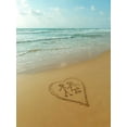 thumbnail image 2 of Frank, Assaf 15x18 Gold Ornate Wood Framed with Double Matting Museum Art Print Titled - Couple in heart drawn on sand at the beach, 2 of 4