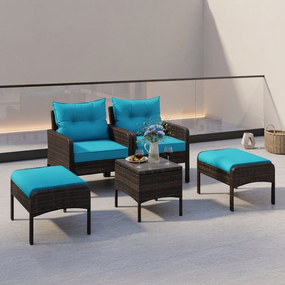 YYAo Patio Furniture Set, Outdoor Patio Set,5 Pieces Patio Rattan Furniture Set Sofa