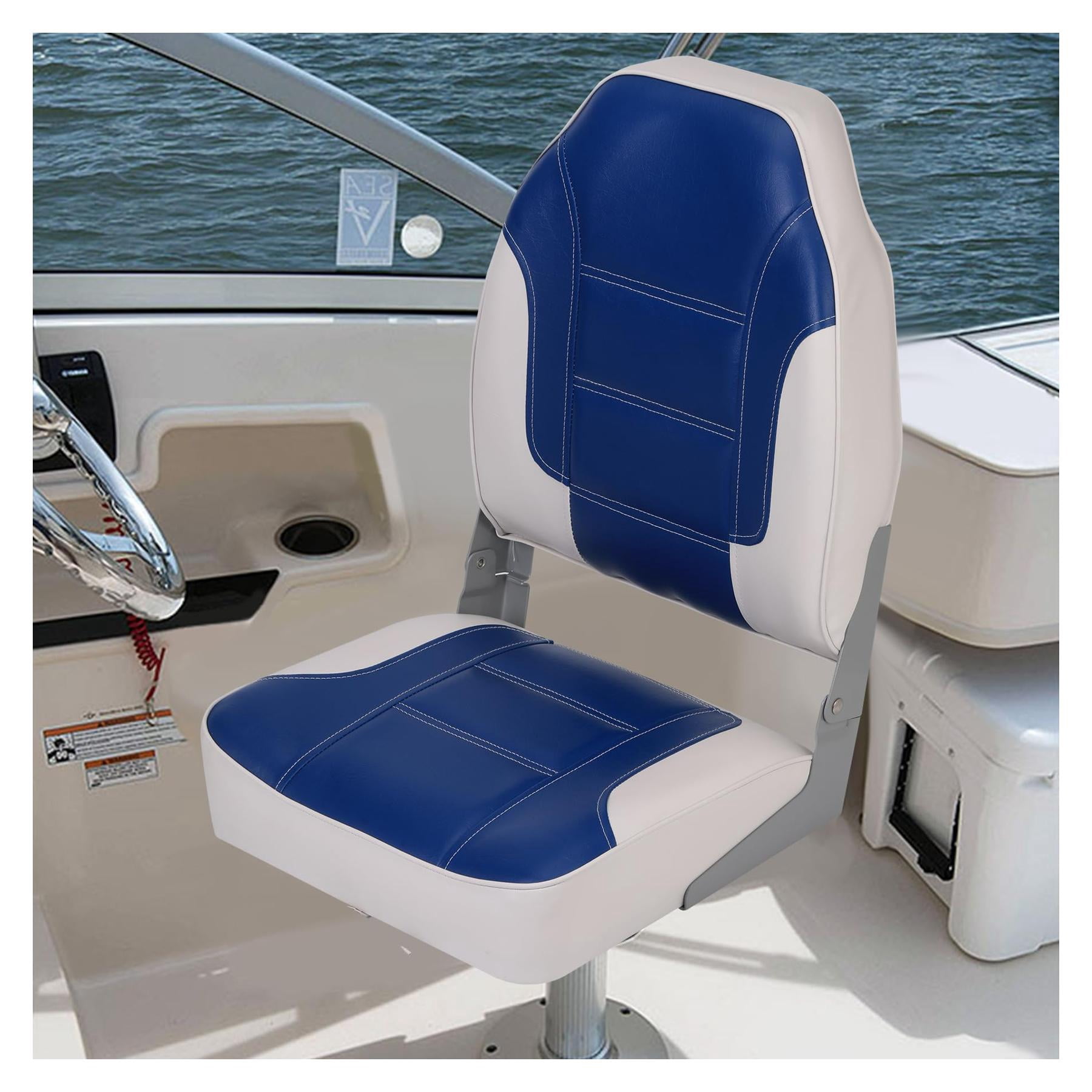 Mescukay 2 Pack High Back Folding Boat Seats - Elastic Cushion Boat Chair, Waterproof Fishing for Bass Tracker for Sightseeing Chair, Speedboat
