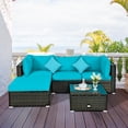 thumbnail image 3 of Patiojoy 5-Piece Outdoor Patio Sectional Rattan Sofa Set with Soft Back and Seat Cushion Turquoise, 3 of 7