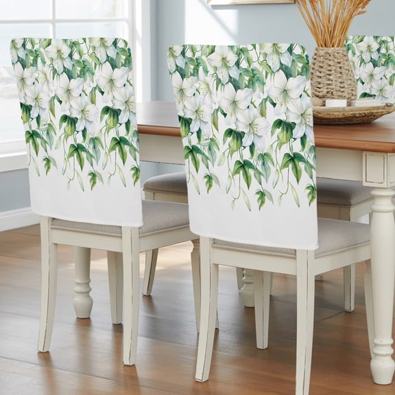 Lily Chair Back Covers Set of 2, Spring Florals Removable Dining Seat Cover Washable Kitchen Chair Slipcovers Protective for Party Decoration 19x20in
