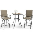 Summit Living Metal Outdoor Swivel Bar Stools Set of 2, Patio Padded