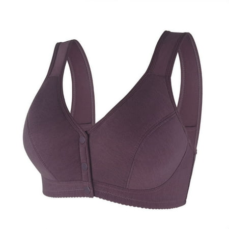 DondPO Bras for Women New Women s Smooth Front Buckle Thin Soft Cotton Large Size Bra No Soft and Skin Friendly Comfortable Everyday Bras No Wire Bras for Women Purple 36 Clearance