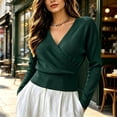 thumbnail image 4 of Siyizhua Sweaters for Women V Neck Wrap Cross Front Solid Knit Pullover Long Sleeve Tops Casual Fall Sweater, 4 of 8
