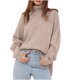 thumbnail image 2 of Suéter de cuello alto para mujer, de manga larga, suelto, de color sólido, con cuello alto, suéter de punto, suéter para mujer, 2 of 6