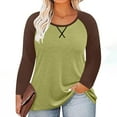 thumbnail image 5 of Nfurl Blouses for Women Plus Size Long Sleeve Colorblock Shirts Crewneck Ladies Fall Tops Green,Sizes S-5X, 5 of 7