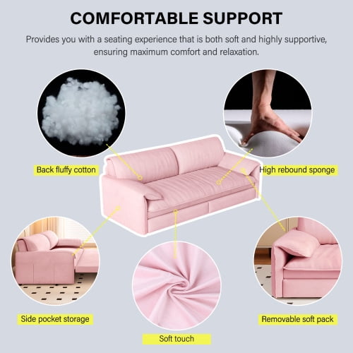 66" Queen Pull Out Sofa Bed, 3-in-1 Convertible Velvet Sleeper Sofa with Side Storage, Loveseat Bed for Living Room, Pink