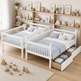 thumbnail image 3 of Twin Over Twin Bunk Bed, Pine Wood Bunk with 2 Drawers, Converts to 2 Twin Beds, with Ladder & Safety Guardrails, White, 3 of 12