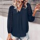thumbnail image 4 of Blusas de chifón de manga larga con cuello en V de color sólido de verano informal a la moda para mujer Fridja  czfsfas4320, 4 of 8