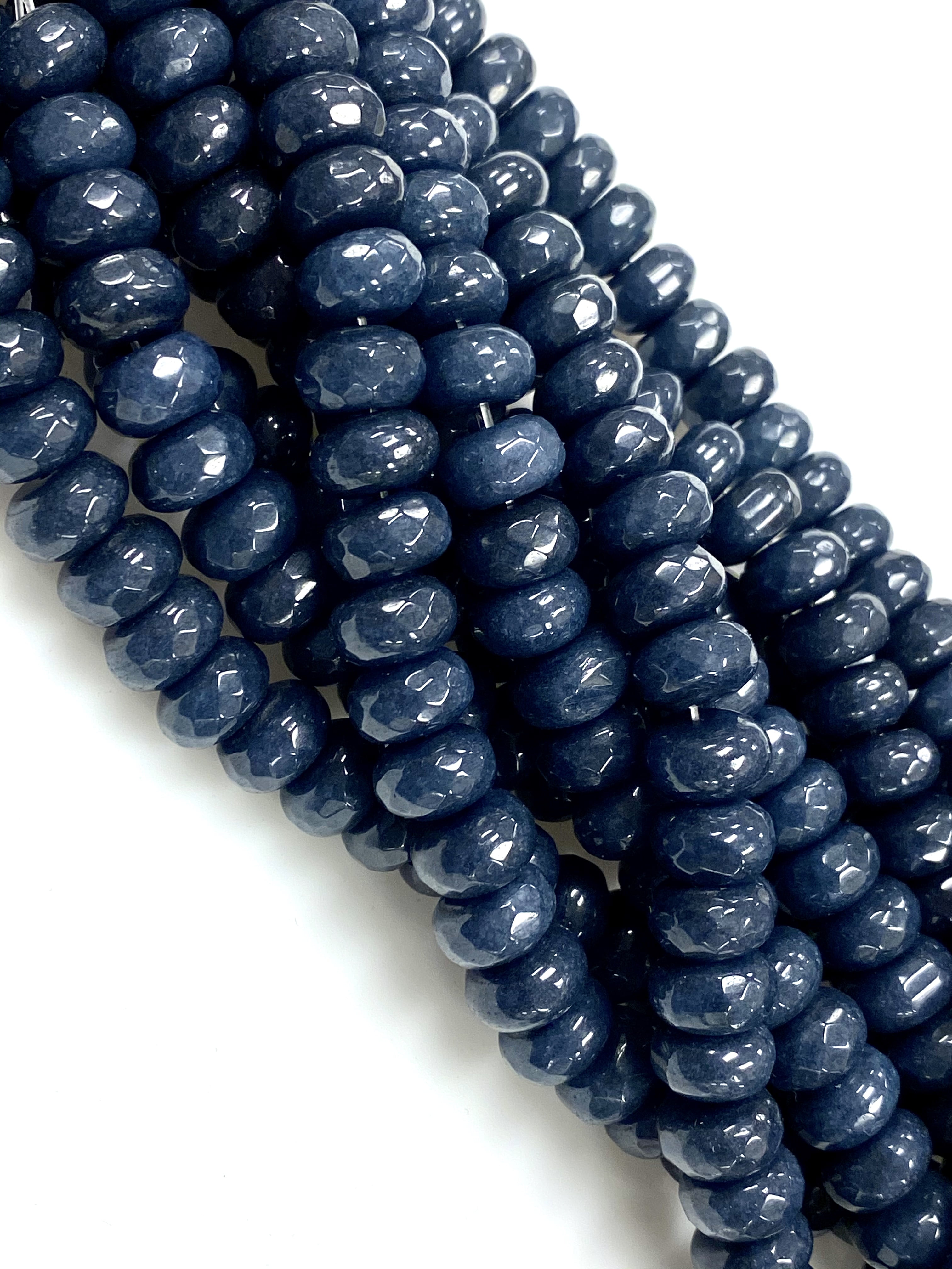 Natural Sapphire Jade Gemstone Beads / Faceted Round Shape Beads