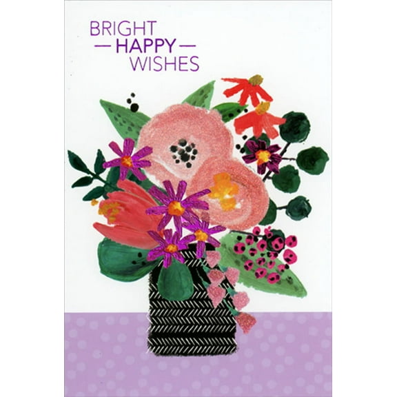 Pictura Bright Happy Wishes : Vibrant Pink Bouquet Birthday Card