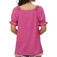 thumbnail image 5 of Babysbule Women Summer Tops Shirts Womens Casual Solid Color Square Neck Short Sleeve Tops Blouses, 5 of 8