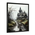 thumbnail image 2 of Designart "Mystic Landscape with a Haunted House" Landscapes Framed Wall Art - Coastal Grey Landscape Cottage Entryway Framed Wall Art Print, 2 of 6