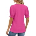thumbnail image 3 of ALLLIST Ladies Tops Pink Solid Hollow Short Sleeve Square Neckline T-Shirts Blouses for Women S, 3 of 4