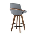 Cosmo MidCentury Counter Stool in Walnut and Grey Faux Leather by