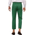 thumbnail image 3 of INSPIRE CHIC Plaid Dress Pants for Men's Slim Fit Houndstooth Cropped Pants Green 36, 3 of 5