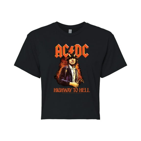 ACDC - Halloween - Highway To Hell - Juniors Cropped CotTon Blend T-Shirt
