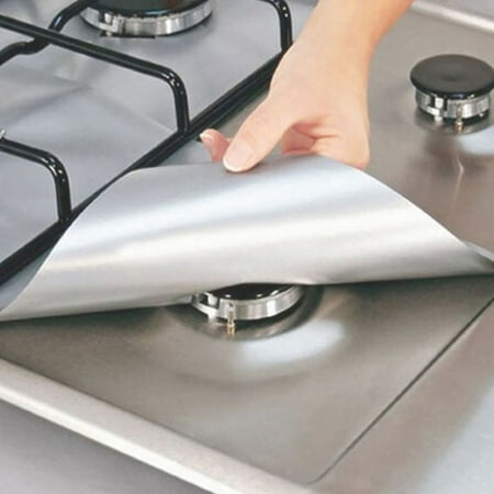 Supersellers 4Pcs Reusable Aluminum Stove Foil Gas Hob Range Stovetop Protector Liner Cover Mat For Cleaning Kitchen Tools