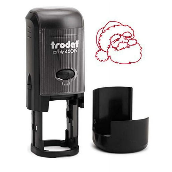 Round Teacher Stamp, Holiday, 3/4" Self-Inking Rubber Stamp - Santa - Red Ink