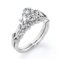 thumbnail image 4 of JeenMata Art Deco Filigree Milgrain - 1.5 Carat Egg Cut Moissanite - Beautiful Leaf Bridal Ring Set - 18K White Gold Plating over Silver, 4 of 7