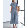 thumbnail image 3 of Vestido casual BTFBM para mujer, verano 2025, cuello en V y cintura elástica, 3 of 9