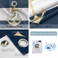 thumbnail image 4 of Yellow Anchor Nautical Blackout Curtains for Bedroom/Living Room, Thermal Insulated Kitchen Curtains, Navy Blue White Striped Grommet Darkening Window Treatment Drapes 52"x84"x2, 4 of 8