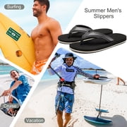 Harvest Land Comfortable Flip Flops for Men Arch Support Thong Sandals Non Slip Summer Beach Shoes Black Size 8 Males