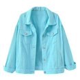 thumbnail image 2 of Women Spring And Autumn Coats Warm Solid Long Sleeve Denim Jacket Outerwear-DF, 2 of 3