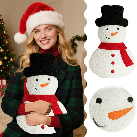 Gytml 18.1 Inch*11.02Inch Christmas Snowman Throw Pillow Snowman Soft Cushion Pillows Cute Winter Holiday Decorative For Couch, Sofa, Bedroom White 46cm
