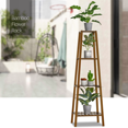 thumbnail image 3 of MoNiBloom Bamboo 4 Tiers Trapezoid Plant Stand, Flower Display Organizer Rack, Brown, for Garden, 3 of 10