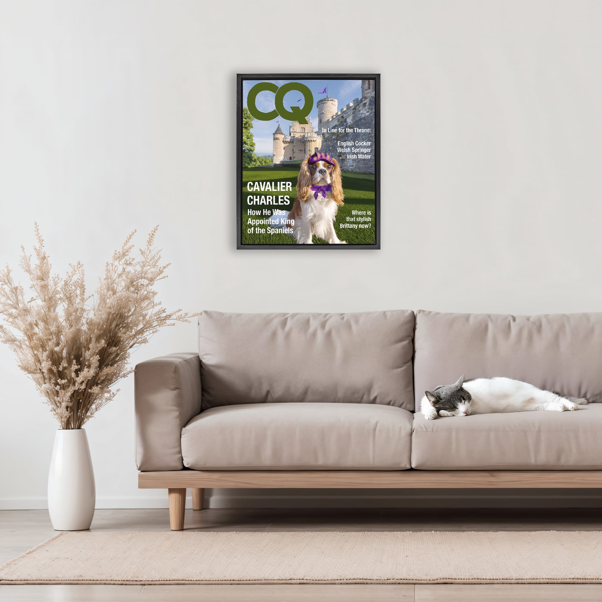 Stupell Industries Royal Cavalier Magazine Black Framed Floater Canvas Wall Art, design by Grotto Studios