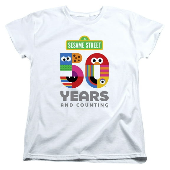 Sesame Street 50 Years Logo S/S Women's T-Shirt White
