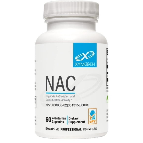 XYMOGEN NAC N-Acetyl-Cysteine 600mg - Cardiovascular, Antioxidant, Liver Detox   Immune Support Supplement - Supports Glutathione Synthesis - Non-GMO NAC Supplement (60 Capsules)