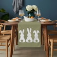 thumbnail image 2 of Easter Bunny Table Runner - 36 Inch Long, Kitchen Dining Table Runner Dresser Scarves, Cute Rabbit Family Vintage Green Abstract Farmhouse Decor for Coffee Tables Wedding Party Banquet, 2 of 8