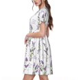 thumbnail image 2 of Susaid Lavender Flowers Pattern Women's Casual Floral Print Crewneck Short Sleeve A Line Boho Maxi Dress, 2 of 6