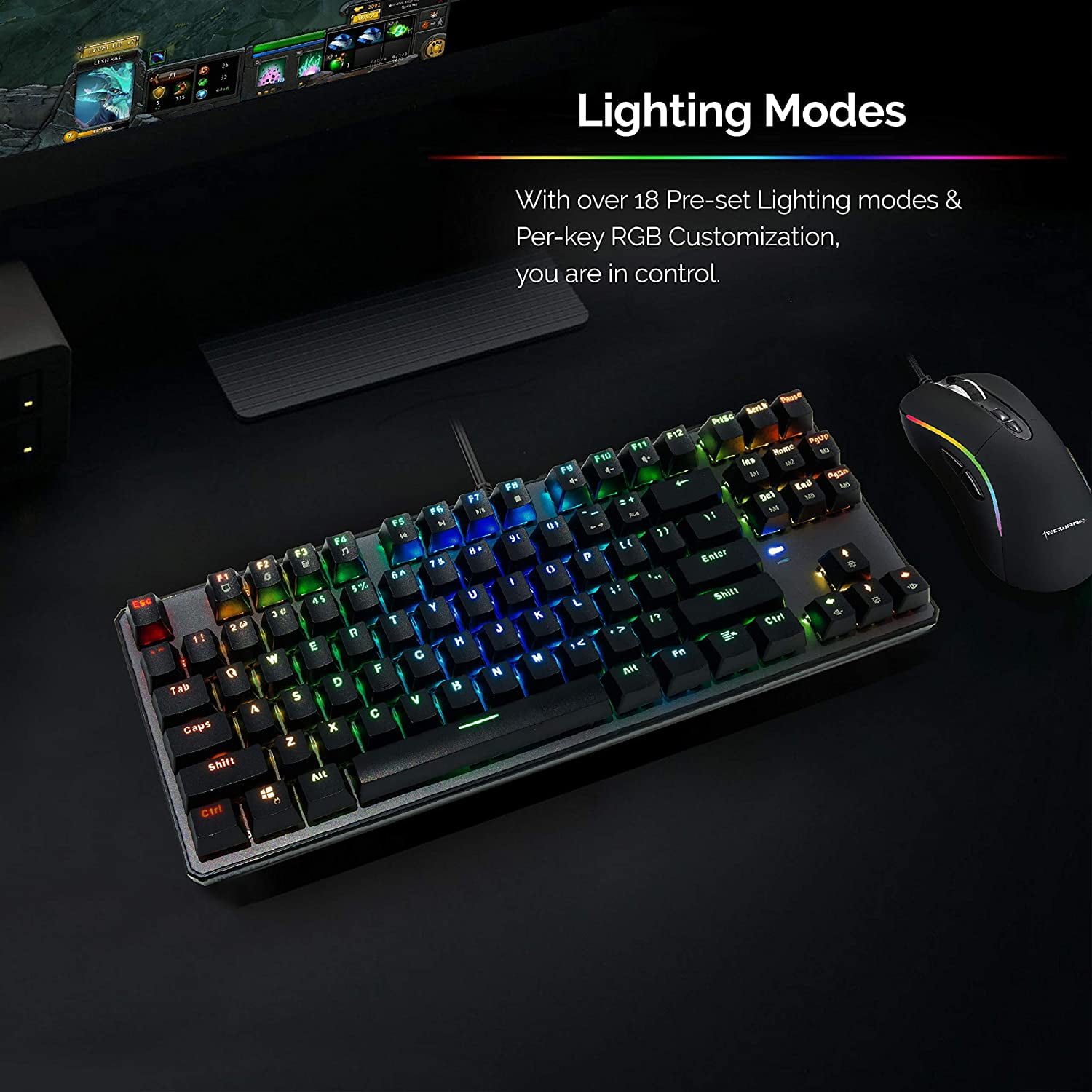 87-key Mechanical Keyboard, RGB LED, Outemu Blue Switch, Green Axis Keyboard, Gaming Keyboard