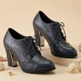 thumbnail image 3 of SACFOF Women's Chunky High Heel Oxford Pump Lace Up Wingtip Perforated Platform Vintage Brogues Dress Shoes, 3 of 6