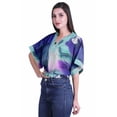 thumbnail image 3 of Moomaya Wrap Tops For Women Printed Elastic Waist Boxy Sleeve Casual Wrap Blouse, 3 of 5