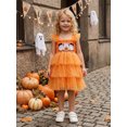 thumbnail image 5 of RUINIXCW Girl Halloween Dress Ghost Embroidery Square Neck Fly Sleeve Tulle Dress, 5 of 9