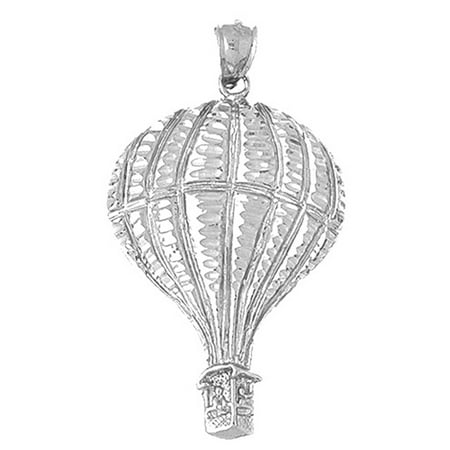 14K White Gold Hot Air Balloon Pendant - 45 mm