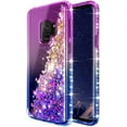 thumbnail image 6 of Nagebee Case for Samsung Galaxy S9 with Screen Protector (3D Curved Full Coverage), Glitter Sparkle Liquid Floating Diamond Bling [Ring Holder & Wrist Strap] Women Cute Case (Purple/Blue), 6 of 6